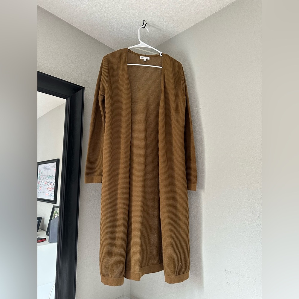 Shimmery brown, size small long cardigan